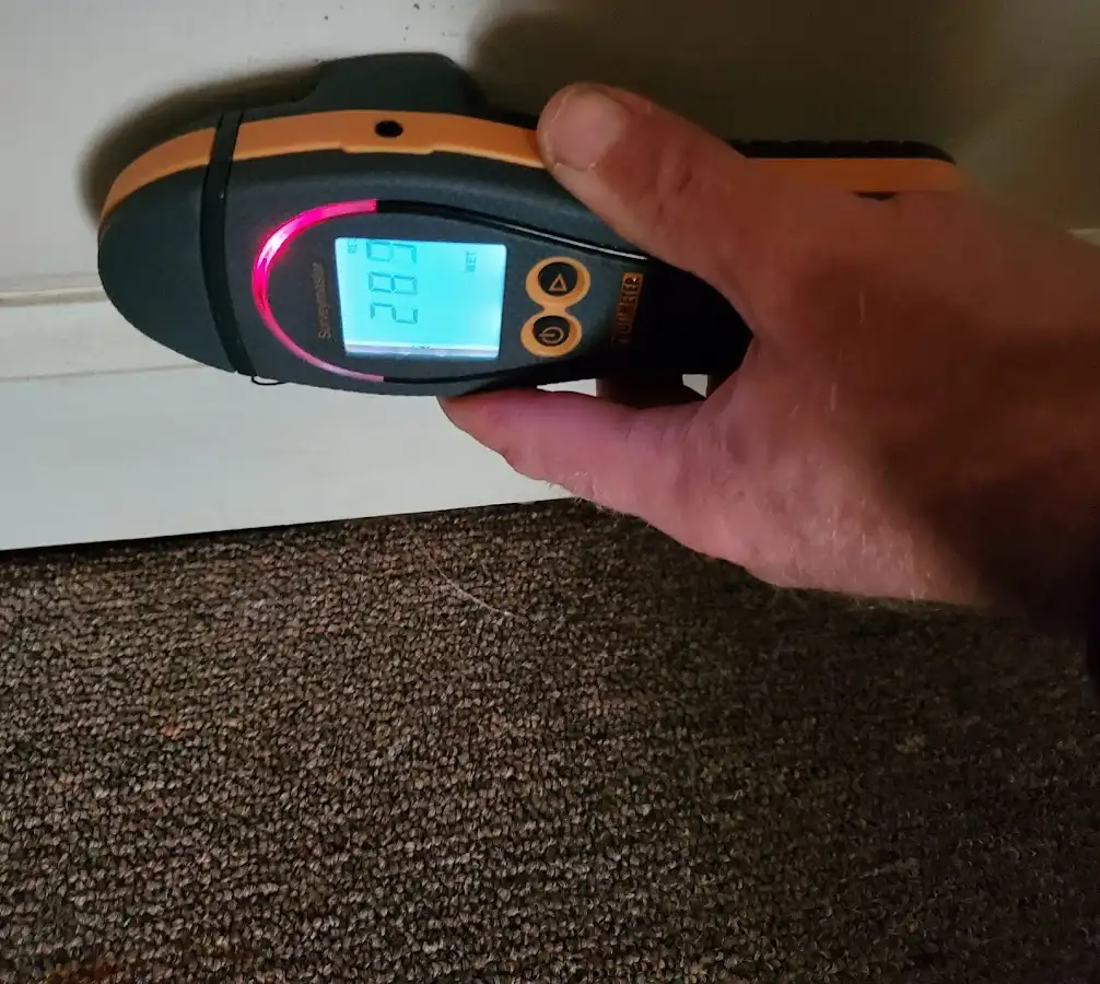 Moisture detection at baseboard during Sewage Cleanup & Sanitation in Prairie du Chien